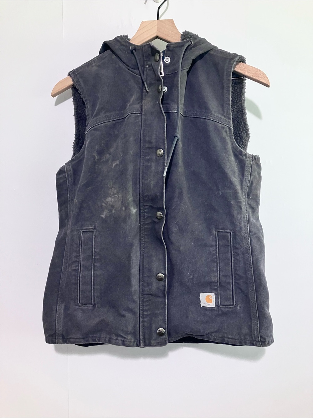 Carhartt Blue Fleece Lined Vest with Hood Size XS